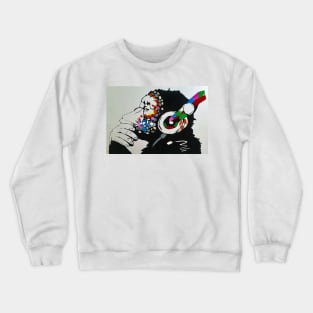 Banksy Monkey with Headphones Crewneck Sweatshirt